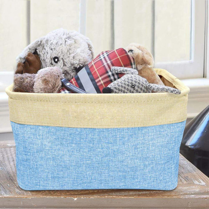 Gosszy Custom Upload Image & Name Pet Toys Bin Storage, Dog Lovers Gift, Cat Lover Gift Storage Dodge Blue / 15*10.6*9.4 Inch / Cotton and Linen
