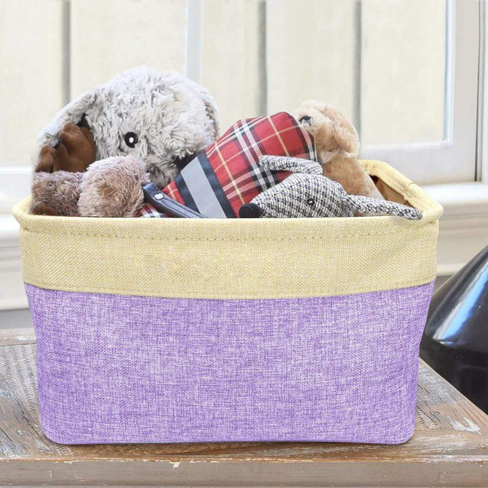 Gosszy Custom Upload Image & Name Pet Toys Bin Storage, Dog Lovers Gift, Cat Lover Gift Storage Purple / 15*10.6*9.4 Inch / Cotton and Linen