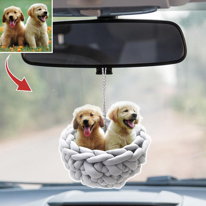 Gosszy Custom Upload Image Pet Acrylic Car Hanging Accessories, Dog And Cat Lover Gift Car Hanging 3.3 inches / Acrylic