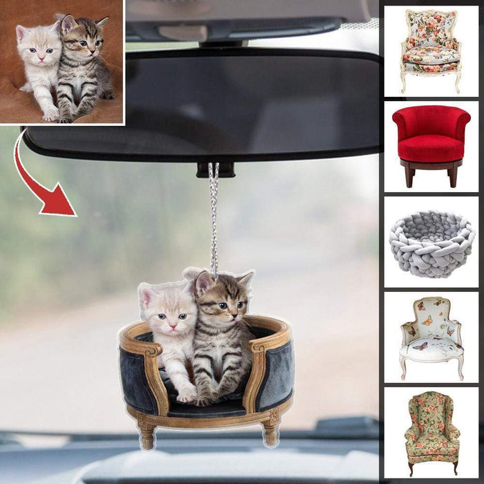 Gosszy Custom Upload Image Pet Acrylic Car Hanging Accessories, Dog And Cat Lover Gift Car Hanging 3.3 inches / Acrylic