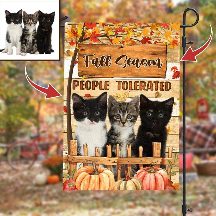 Gosszy Custom Upload Photo Autumn Garden Flag, For Fall Season, Dog Lover Gift, Cat Lover Gift Garden Flag