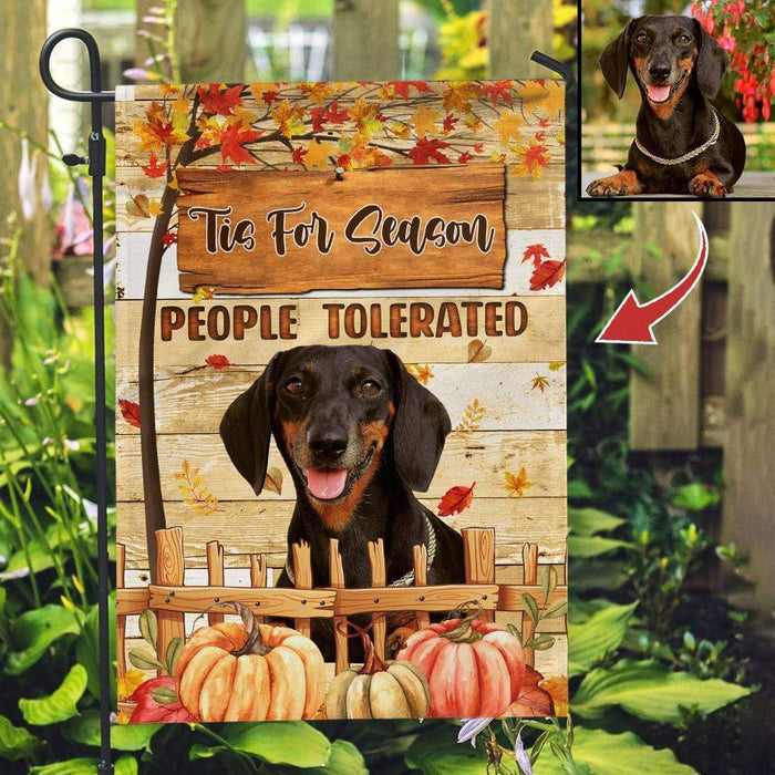 Gosszy Custom Upload Photo Autumn Garden Flag, For Fall Season, Dog Lover Gift, Cat Lover Gift Garden Flag