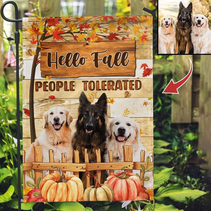 Gosszy Custom Upload Photo Autumn Garden Flag, For Fall Season, Dog Lover Gift, Cat Lover Gift Garden Flag Without Pole / 12x18 Inch / Polyester