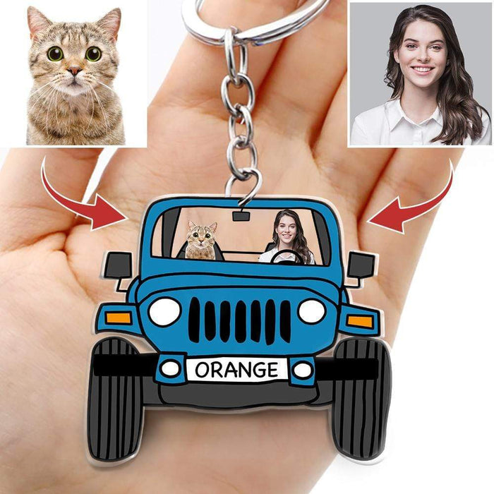 Gosszy Custom Upload Photo Dog Keychain, Dog Lover Gift, Cat Lover Gift, Acrylic Keychain 2"x2" Keychain Acrylic