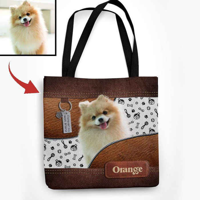 Gosszy Custom Upload Photo Zipper Tote Bag, Dog Lover Gift, Zipper Printed Bag Tote Bag