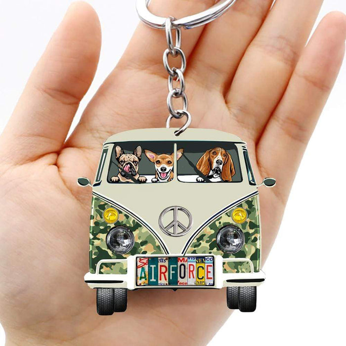 Gosszy Custom Veteran Van Dog Camping Double Sided Keychain, Dog Lover Gift Keychain Acrylic