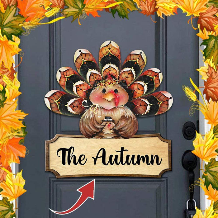 Gosszy Custom Wood Door Sign, Turkey Signs, Wellcome Autumn Hanger custom-shape wood doorsign