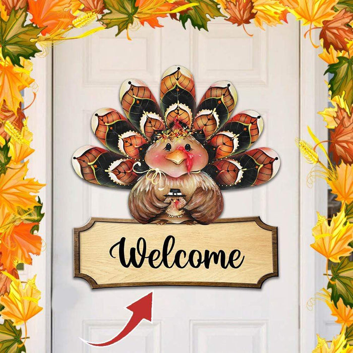 Gosszy Custom Wood Door Sign, Turkey Signs, Wellcome Autumn Hanger custom-shape wood doorsign