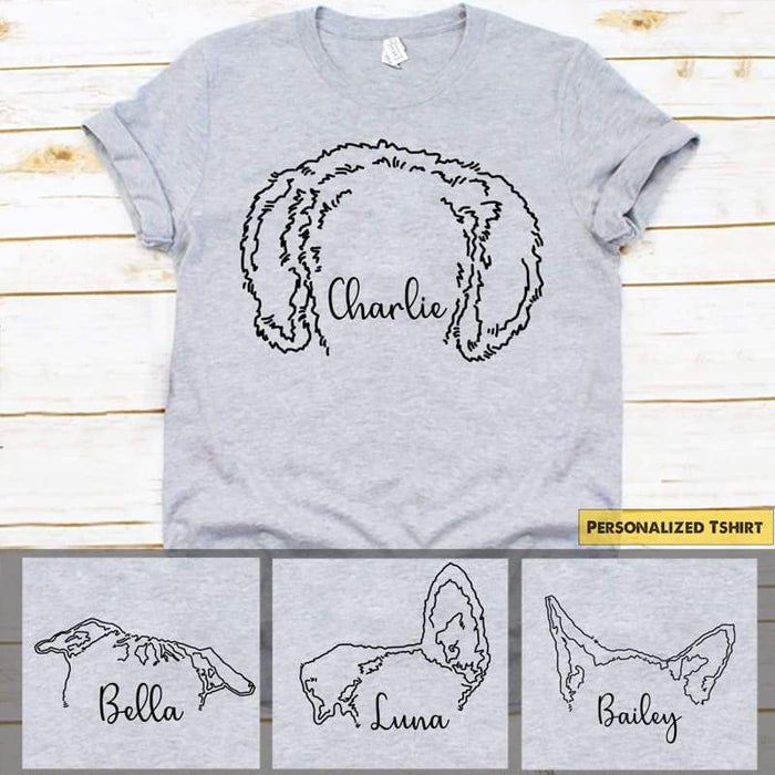 Gosszy Dog Ears Outline Tattoo Inspired T-Shirt, Dog Lover Gift, Dog Mom Gift Tshirt