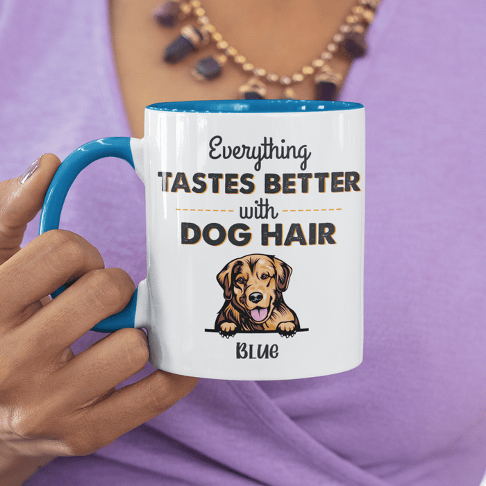 Gosszy Everything Tastes Better With Dog Clipart Coffee Mug, Dog Lover Gift, Christmas Gift mug 11 oz / Black Accent