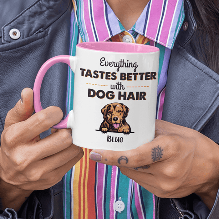 Gosszy Everything Tastes Better With Dog Clipart Coffee Mug, Dog Lover Gift, Christmas Gift mug 11 oz / Pink Accent