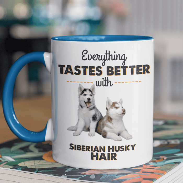 Gosszy Everything Tastes Better With Dog Upload Image Coffee Mug, Dog Lover Gift, Christmas Gift mug 11 oz / Black Accent