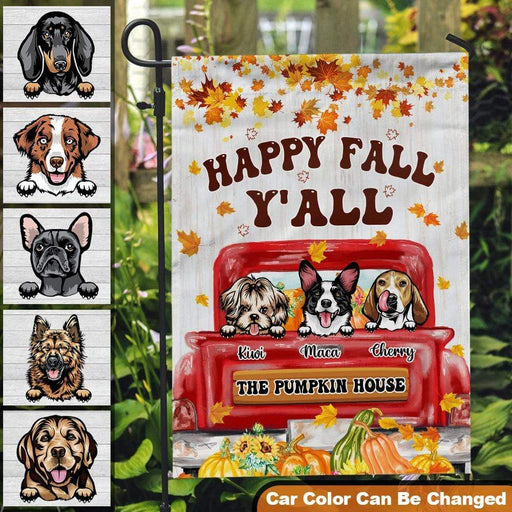 Gosszy Fall Y’All Garden Flag With Dog, Dog Lover Gift, Waterproof Polyester,12 x 18 Inch Garden Flag Garden Flag WITHOUT POLE / Polyester / 12 x 18 Inch