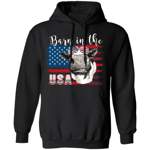 CustomCat Gosszy - Barn in the us - cow - tshirt Apparel G185 Gildan Pullover Hoodie 8 oz. / Black / S