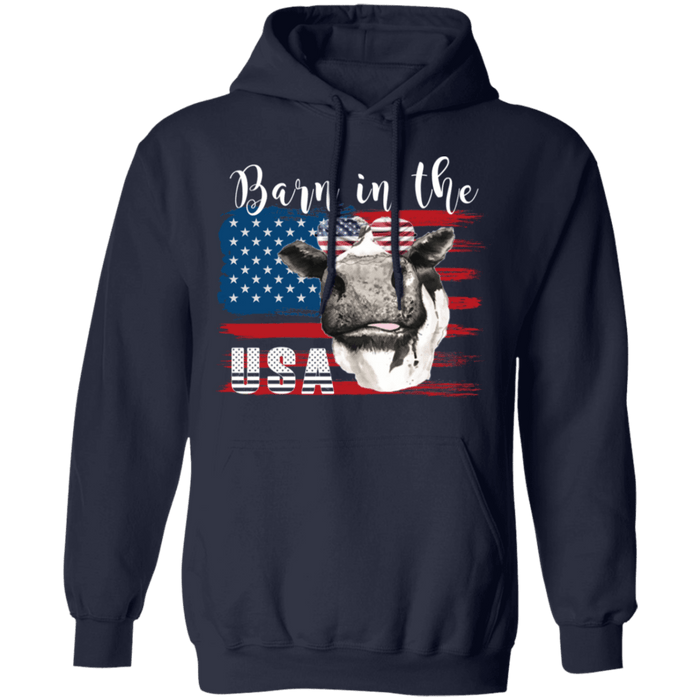 CustomCat Gosszy - Barn in the us - cow - tshirt Apparel G185 Gildan Pullover Hoodie 8 oz. / Navy / S