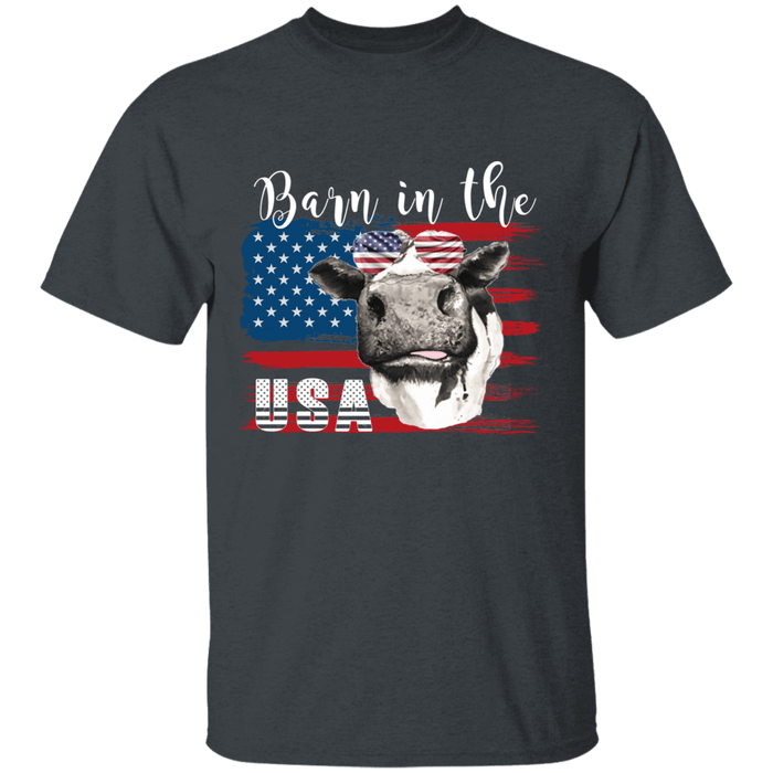 CustomCat Gosszy - Barn in the us - cow - tshirt Apparel G500 Gildan 5.3 oz. T-Shirt / Dark Heather / S