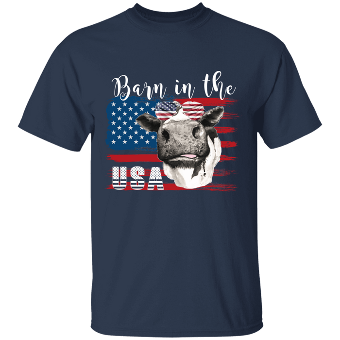 CustomCat Gosszy - Barn in the us - cow - tshirt Apparel G500 Gildan 5.3 oz. T-Shirt / Navy / S