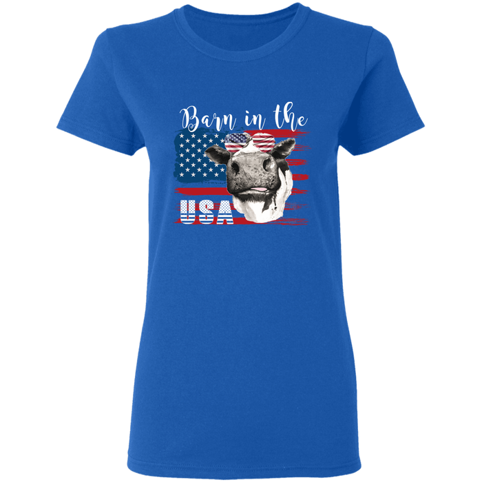 CustomCat Gosszy - Barn in the us - cow - tshirt Apparel G500L Gildan Ladies' 5.3 oz. T-Shirt / Royal / S