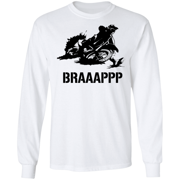 CustomCat Gosszy - Braaap Apparel G240 LS Ultra Cotton T-Shirt / White / S