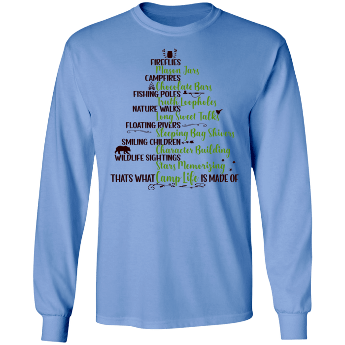 CustomCat Gosszy - Camping life tree Apparel G240 LS Ultra Cotton T-Shirt / Carolina Blue / S