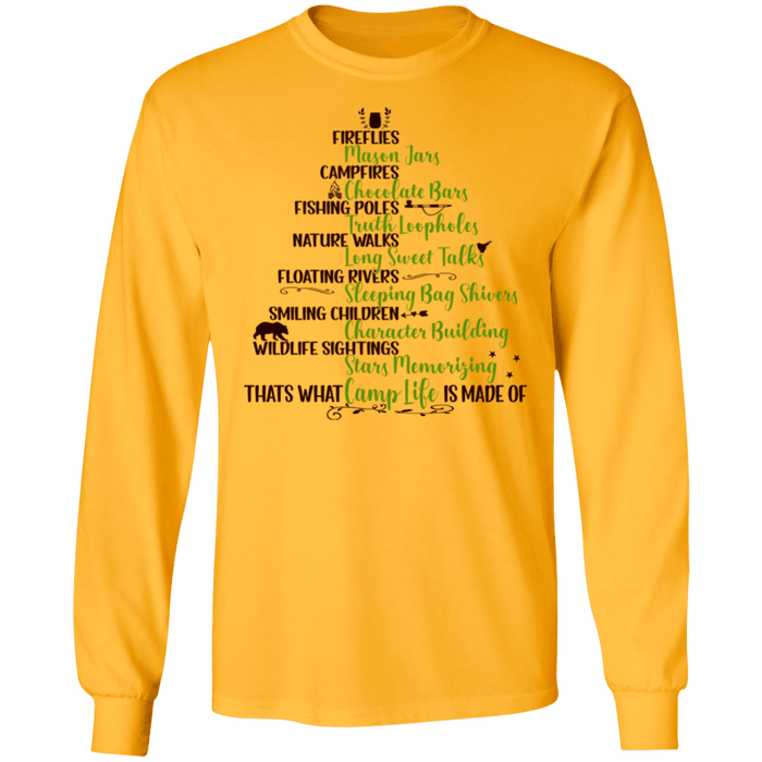 CustomCat Gosszy - Camping life tree Apparel G240 LS Ultra Cotton T-Shirt / Gold / S