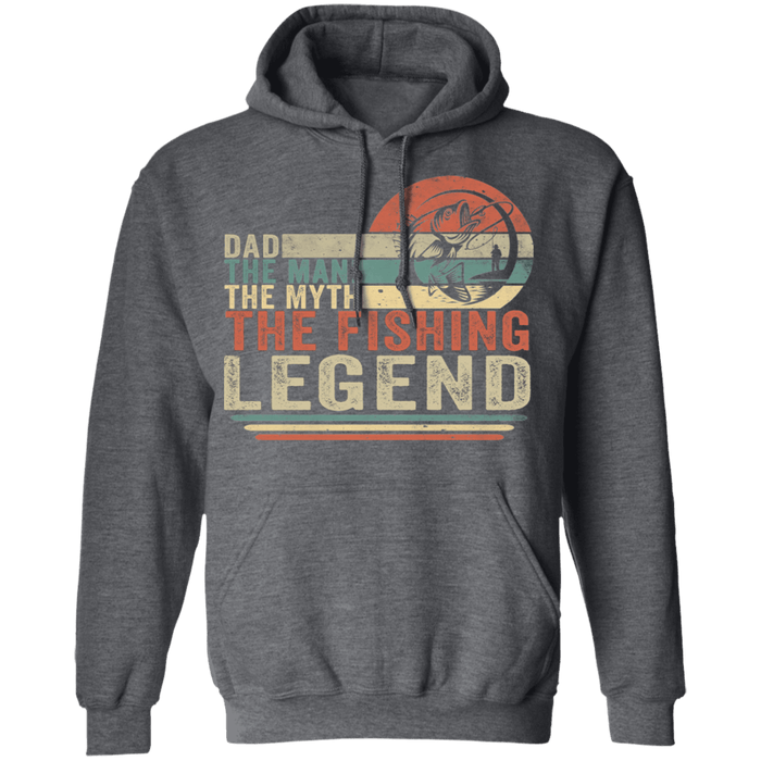 CustomCat Gosszy - Dad the legend fishing Apparel G185 Pullover Hoodie 8 oz. / Dark Heather / S