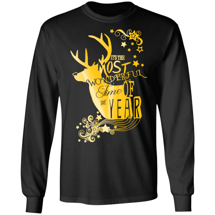 CustomCat Gosszy - Deer hunting Christmas - tshirt Apparel G240 Gildan LS Ultra Cotton T-Shirt / Black / S