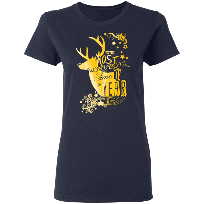 CustomCat Gosszy - Deer hunting Christmas - tshirt Apparel G500L Gildan Ladies' 5.3 oz. T-Shirt / Navy / S