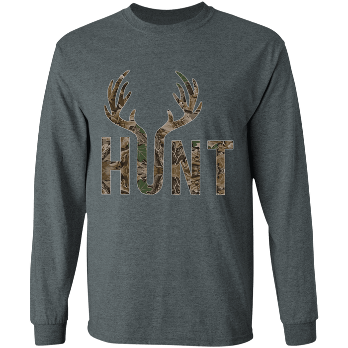 CustomCat Gosszy - Deer Hunting - tshirt Apparel G240 Gildan LS Ultra Cotton T-Shirt / Dark Heather / S