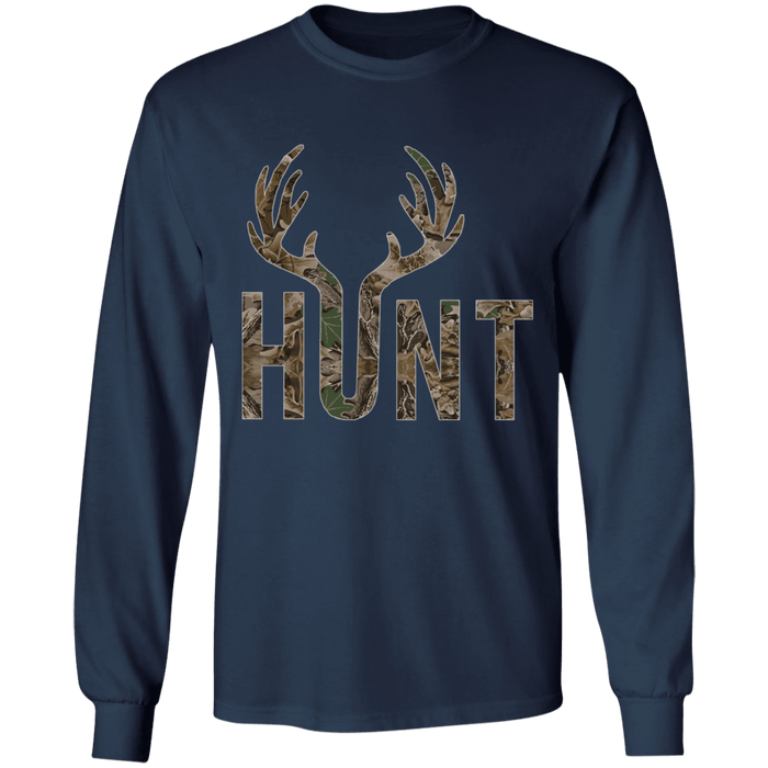 CustomCat Gosszy - Deer Hunting - tshirt Apparel G240 Gildan LS Ultra Cotton T-Shirt / Navy / S