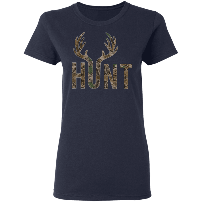 CustomCat Gosszy - Deer Hunting - tshirt Apparel G500L Gildan Ladies' 5.3 oz. T-Shirt / Navy / S