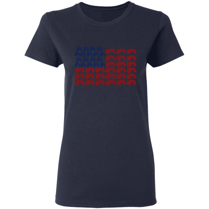 CustomCat Gosszy - Farm tractor Flag - tshirt Apparel G500L Gildan Ladies' 5.3 oz. T-Shirt / Navy / S