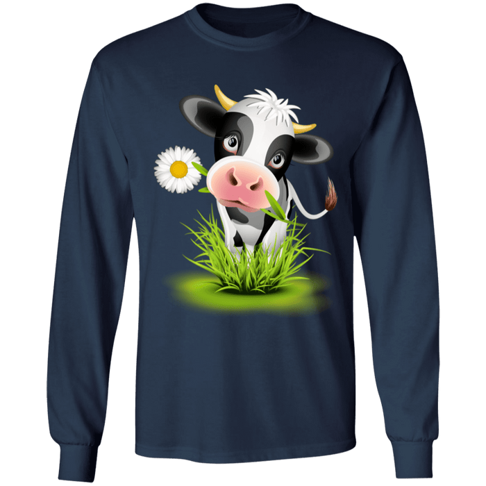 CustomCat Gosszy - Farmer holstein - tshirt Apparel G240 Gildan LS Ultra Cotton T-Shirt / Navy / S