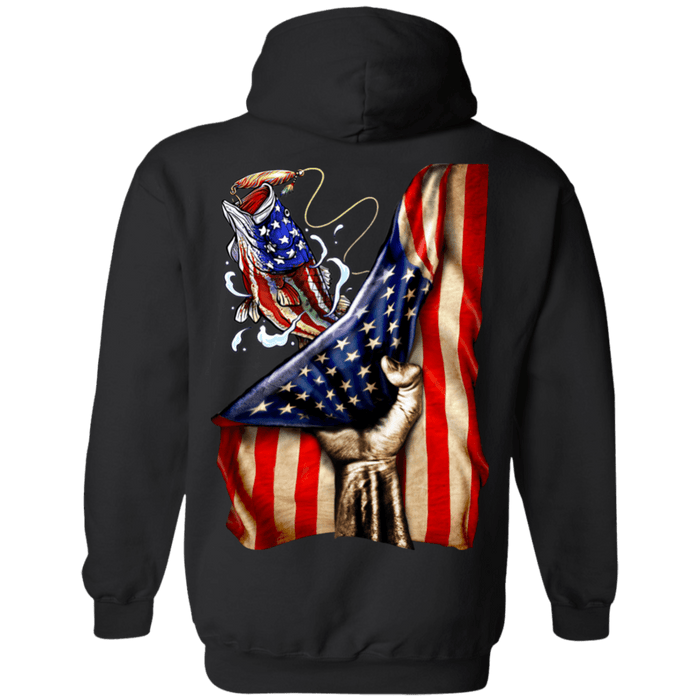 CustomCat Gosszy - Fishing flag gift for Dad Apparel G185 Pullover Hoodie 8 oz. / Black / S