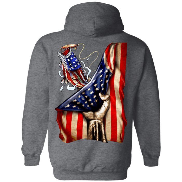 CustomCat Gosszy - Fishing flag gift for Dad Apparel G185 Pullover Hoodie 8 oz. / Dark Heather / S