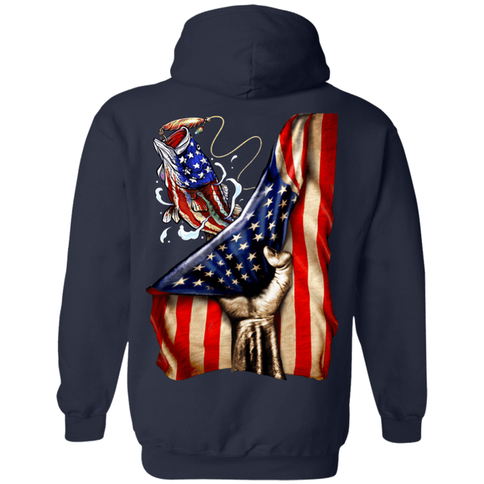 CustomCat Gosszy - Fishing flag gift for Dad Apparel G185 Pullover Hoodie 8 oz. / Navy / S