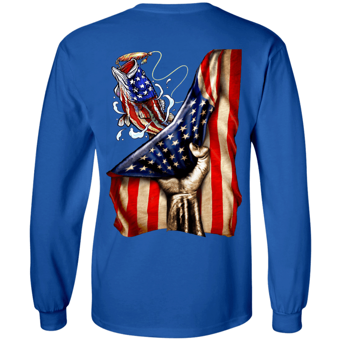 CustomCat Gosszy - Fishing flag gift for Dad Apparel G240 LS Ultra Cotton T-Shirt / Royal / S