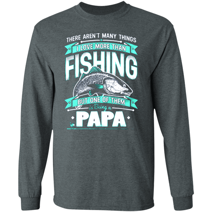 CustomCat Gosszy - Fishing PaPa - tshirt Apparel G240 Gildan LS Ultra Cotton T-Shirt / Dark Heather / S