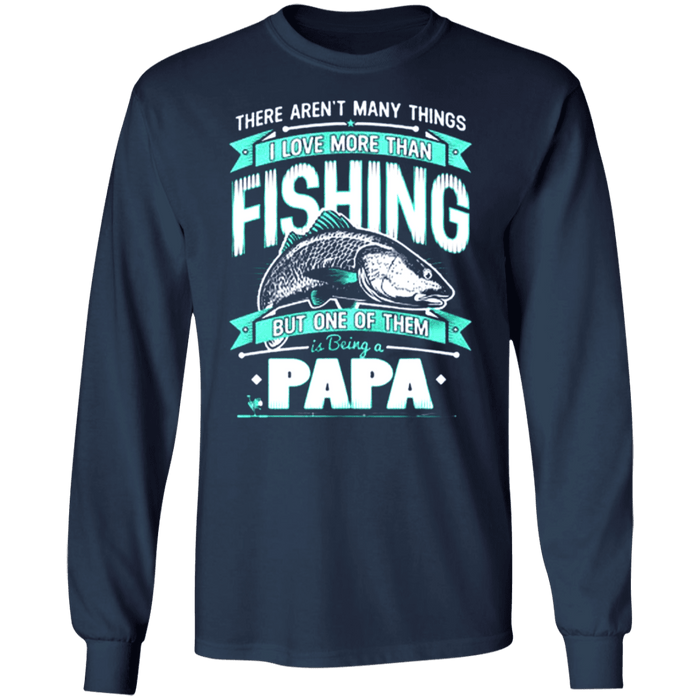 CustomCat Gosszy - Fishing PaPa - tshirt Apparel G240 Gildan LS Ultra Cotton T-Shirt / Navy / S