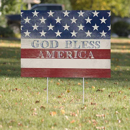 Gosszy Gosszy - God Bless America Yard Sign - Ourdoor Yard Sign (H-Stake Stand Included) Yard Sign 1 piece