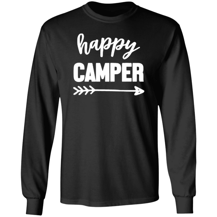 CustomCat Gosszy - Happy camper - tshirt Apparel G240 Gildan LS Ultra Cotton T-Shirt / Black / S