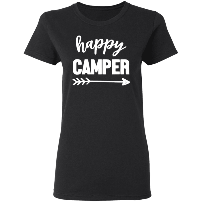 CustomCat Gosszy - Happy camper - tshirt Apparel G500L Gildan Ladies' 5.3 oz. T-Shirt / Black / S