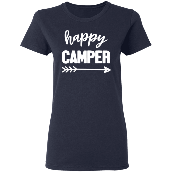 CustomCat Gosszy - Happy camper - tshirt Apparel G500L Gildan Ladies' 5.3 oz. T-Shirt / Navy / S