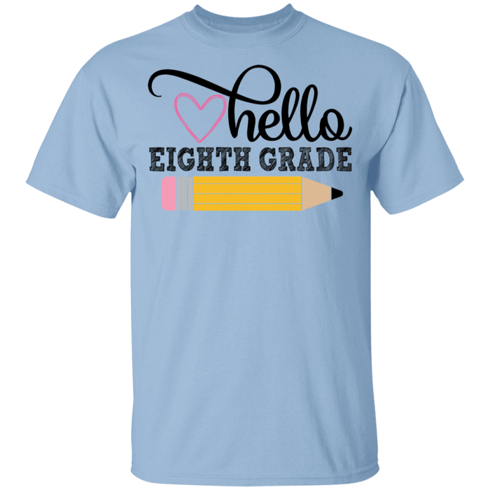 CustomCat Gosszy - Hello Eighth grade Apparel G500B Youth 5.3 oz 100% Cotton T-Shirt / Light Blue / YXS