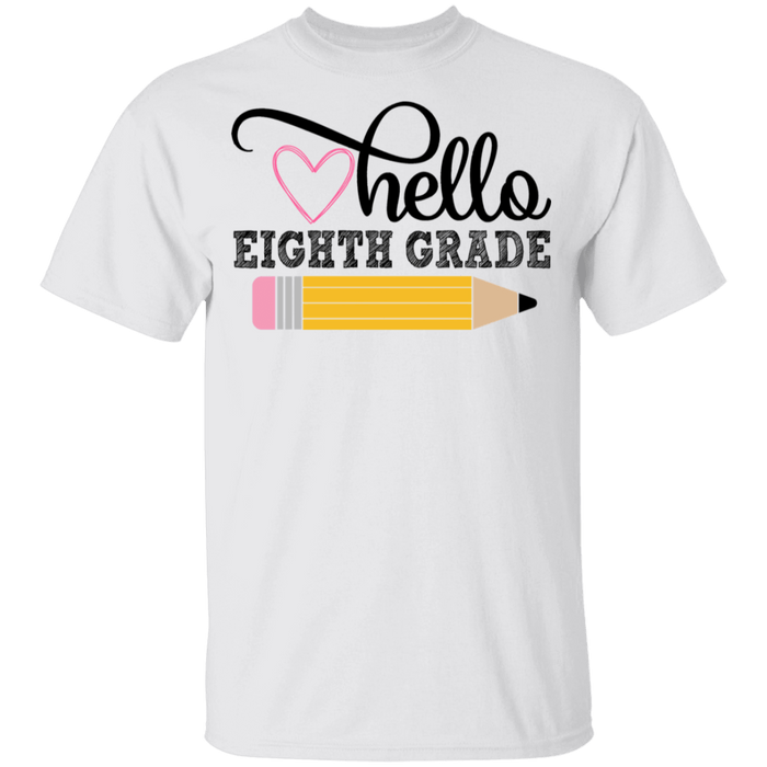 CustomCat Gosszy - Hello Eighth grade Apparel G500B Youth 5.3 oz 100% Cotton T-Shirt / White / YXS