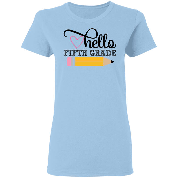 CustomCat Gosszy - Hello Fifth grade Apparel G500L Ladies' 5.3 oz. T-Shirt / Light Blue / S