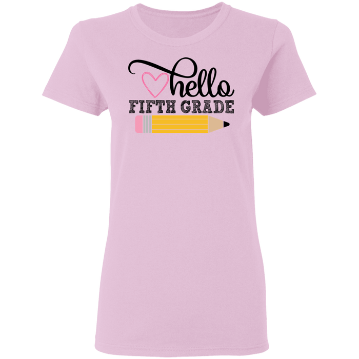 CustomCat Gosszy - Hello Fifth grade Apparel G500L Ladies' 5.3 oz. T-Shirt / Light Pink / S