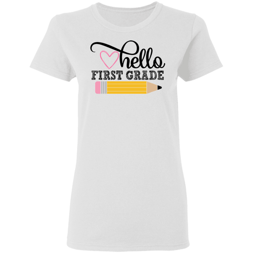 CustomCat Gosszy - Hello First grade Apparel G500L Ladies' 5.3 oz. T-Shirt / White / S