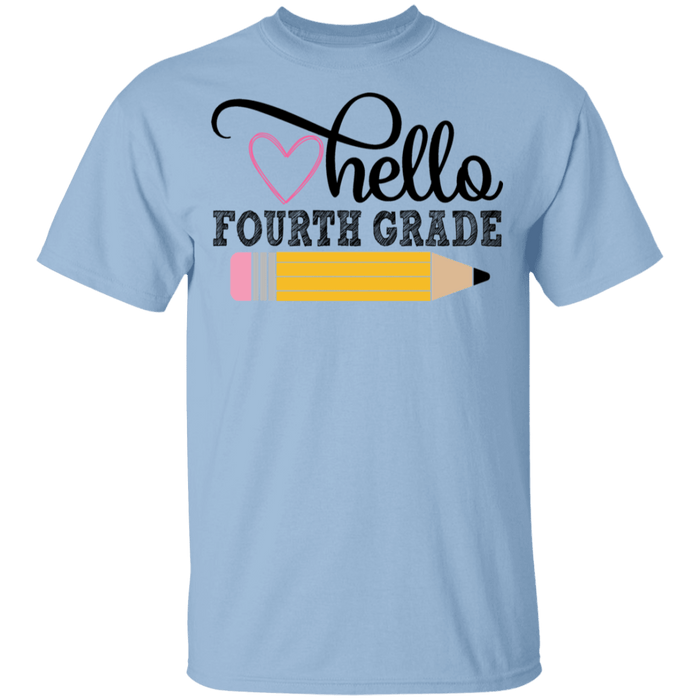 CustomCat Gosszy - Hello Fourth grade Apparel G500B Youth 5.3 oz 100% Cotton T-Shirt / Light Blue / YXS