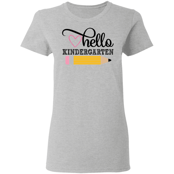 CustomCat Gosszy - Hello Kindergarten Apparel G500L Ladies' 5.3 oz. T-Shirt / Sport Grey / S